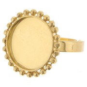 Anillo de bolas diamantado - cabujón fondo plano 15mm Talla 54 a 58 - Dorado con oro fino