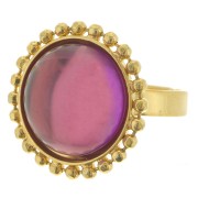 Anillo de bolas diamantado - cabujón fondo plano 15mm Talla 54 a 58 - Dorado con oro fino