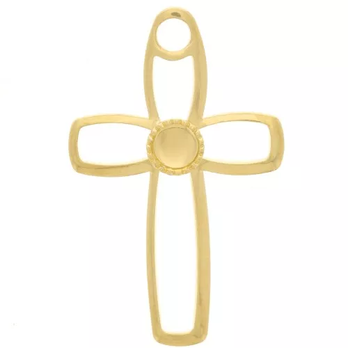 Colgante cruz calado 30x19 mm para cabujón fondo plano 4 mm - Dorado x1