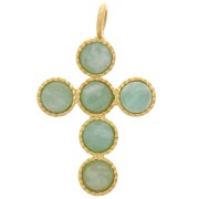 Colgante en forma de cruz 25x15 mm para 6 cabujones de base plana de 4 mm - Dorado oro fino x1