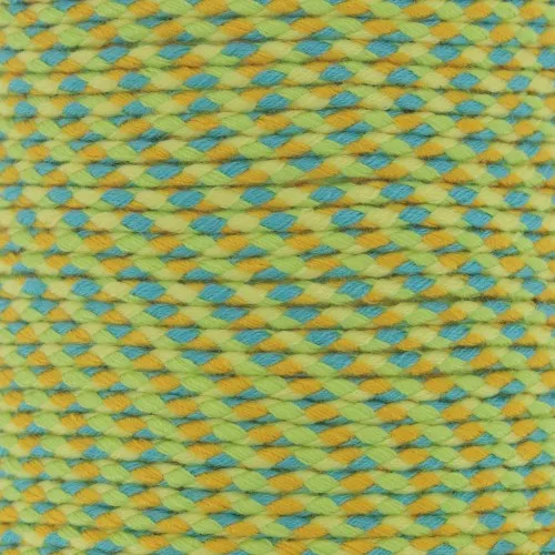Cordón de algodón trenzado de 2 mm - Verde claro - Azul - Ocre - Amarillo claro x1m