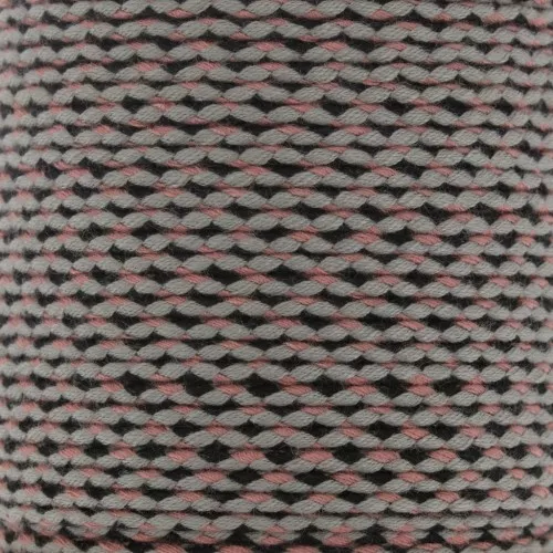 Cordón de algodón trenzado de 2 mm - Negro - Gris - Rosa viejo x1m