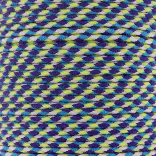 Cordón de algodón trenzado de 2 mm - Azul - Rosa claro - Morado - Amarillo claro x1m
