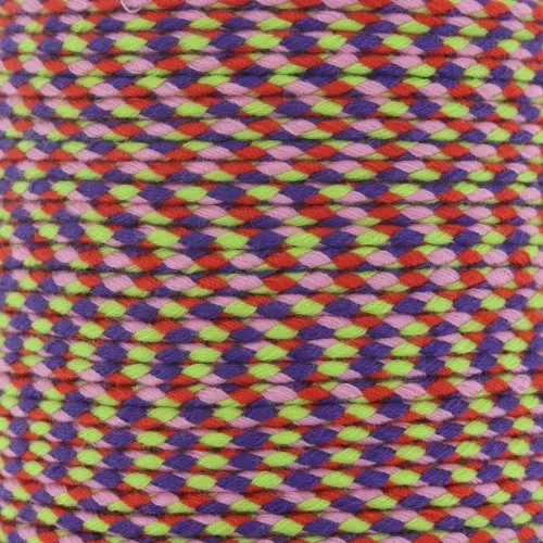 Cordón de algodón trenzado de 2 mm - Rojo - Rosa - Verde claro - Morado oscuro x1m