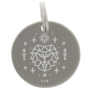 Colgante redondo 13,5 mm - signo astrológico Leo - Plata 925 x1