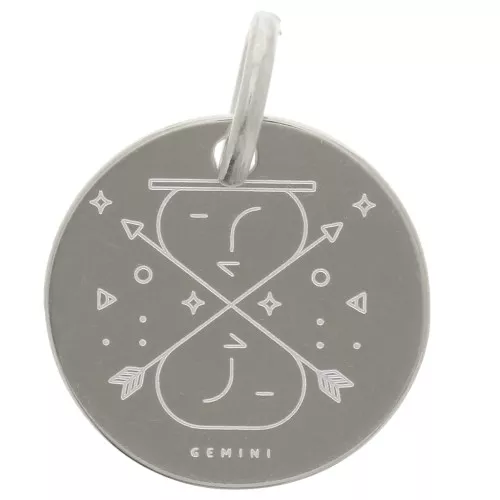 Colgante redondo 13,5 mm - signo astrológico Géminis - Plata 925 x1