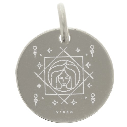 Colgante redondo 13,5 mm - signo astrológico Virgo - Plata 925 x1