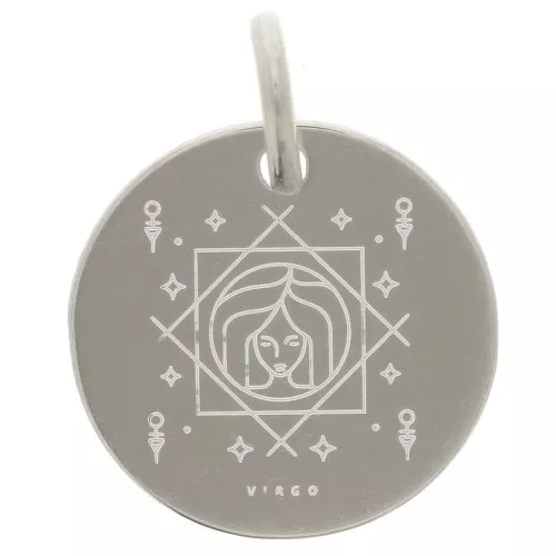 Colgante redondo 13,5 mm - signo astrológico Virgo - Plata 925 x1