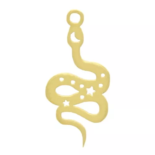 Colgante de serpiente 17x8 mm - estrellas y luna - Plata 925 Dorada x1