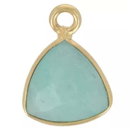 Charm de triángulo de piedras preciosas facetadas de 12x9mm - chapado en oro - Amazonita x1