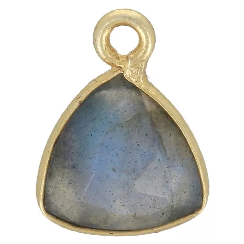 Charm de triángulo de gema facetada de 12x9mm - Dorado con oro fino - Labradorita