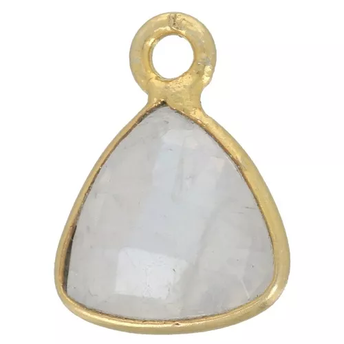 Colgante triángulo 12x9 mm gema facetada - Dorado con oro fino - Piedra de la luna