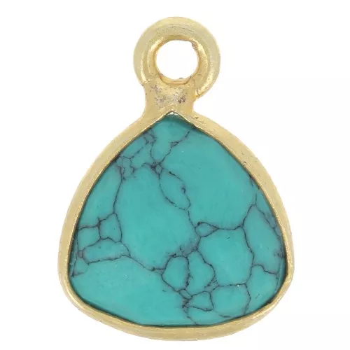 Charm de triángulo 12x9mm imitación piedra preciosa facetada - Dorado con oro fino- Turquesa