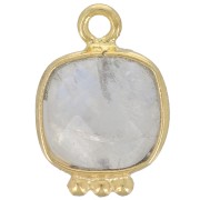 Charm cuadrado 14x9mm gema facetada - Dorado con oro fino - Piedra de luna x1