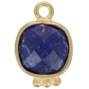 14x9mm Square Faceted Gemstone Charm - Gold plated - Lapis lazulix1