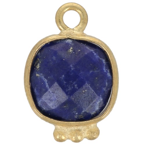 14x9mm Square Faceted Gemstone Charm - Gold plated - Lapis lazulix1