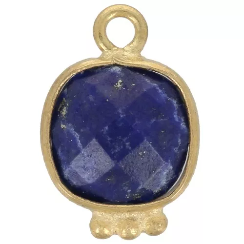 14x9mm Square Faceted Gemstone Charm - Gold plated - Lapis lazulix1