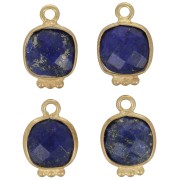 14x9mm Square Faceted Gemstone Charm - Gold plated - Lapis lazulix1