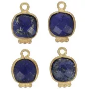 14x9mm Square Faceted Gemstone Charm - Gold plated - Lapis lazulix1