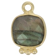 Charm de piedra cuadrada facetada de 14x9 mm - chapado en oro - Labradoritex1|raw }}