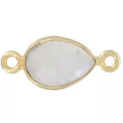 Gema facetada intercalada 13x8mm - Dorado oro fino - Piedra de la luna