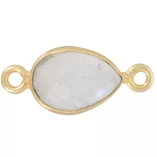 Gema facetada intercalada 13x8mm - Dorado oro fino - Piedra de la luna