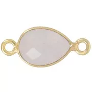 Entrepieza gota 13x8 mm - Dorado con oro fino - Cuarzo rosa x1