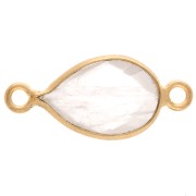 Entrepieza gota 13x8mm - Dorado con oro fino - Cuarzo Rosa x1