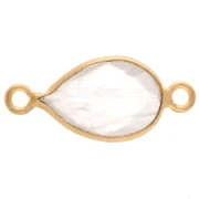 Entrepieza gota 13x8mm - Dorado con oro fino - Cuarzo Rosa x1