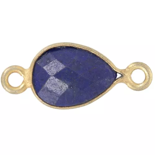 Entrepiezade gota de 13x8 mm en piedra preciosa - Dorado oro fino - Lapislázulix1