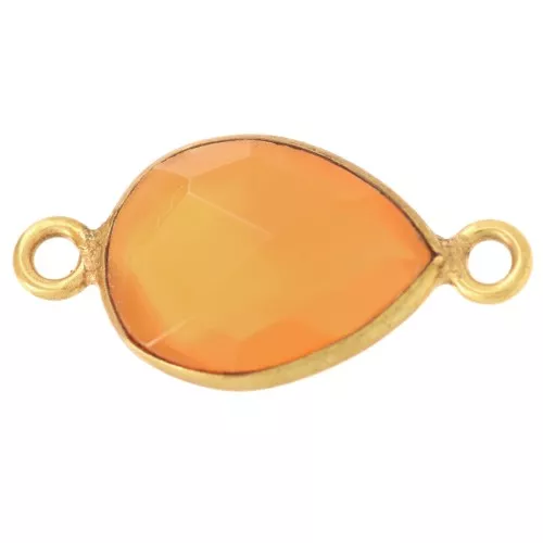 Entrepieza gota 13x8 mm en imitación piedra preciosa - Dorado con oro fino - Cornalina