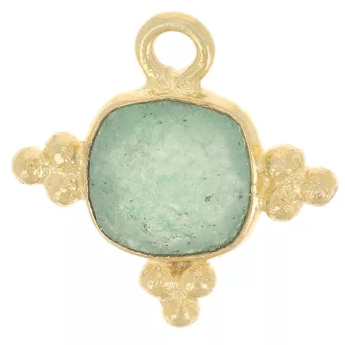 Charm de piedra preciosa facetada de 13 mm - chapado en oro - Aventurina x1