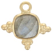 Dije de Piedra Cuadrada Facetada de 13mm - Dorado con oro fino - Labradorita x1|raw }}
