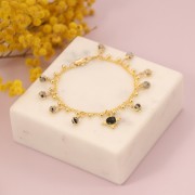 Charm de piedra cuadrada facetada de 12mm - chapado en oro - Moonstonex1