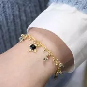 Charm cuadrado de 13 mm - Dorado con oro fino - Malaquita x1