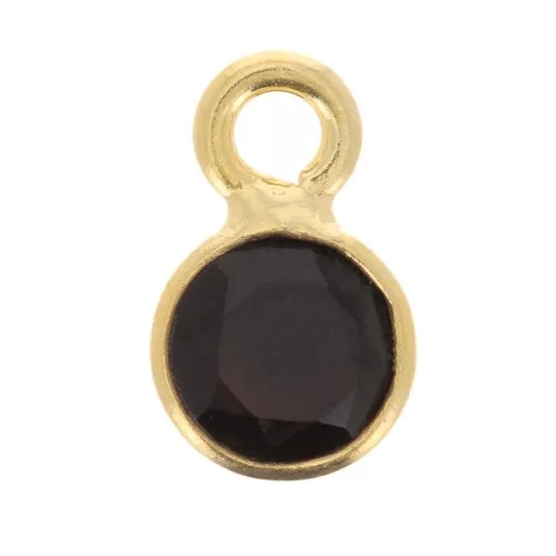 Colgante de gema redonda facetada 5 mm - Dorado oro fino - Ónix negro x1