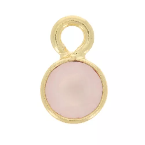Colgante de gema redonda facetada de 5 mm - Dorado oro fino - Cuarzo rosa x1