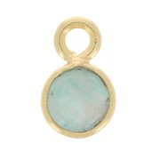 Charm de piedra preciosa redonda facetada de 5 mm - chapado en oro - Amazonita x1|raw }}