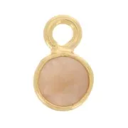 Colgante redondo facetado de 5 mm de piedra preciosa - Dorado oro fino - Piedra lunar melocotón