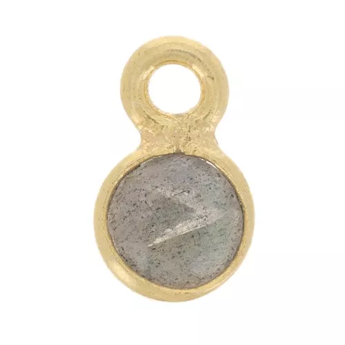 Charm de piedra preciosa redonda facetada de 5 mm - chapado en oro - Labradorita x1