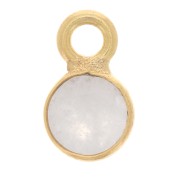 Colgante de gema redonda facetada 4 mm - Dorado oro fino - Piedra de luna x1