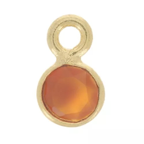 Colgante de gema redonda facetada 5 mm - Dorado oro fino - Cornalina
