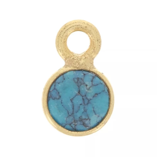 Colgante redondo facetado 5 mm imitación piedra preciosa - Dorado oro fino - Turquesa