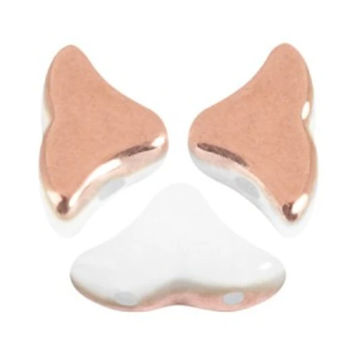 Cuentas de cristal Helios® de Puca® 6x10mm - Opaque White Capri Gold x10g