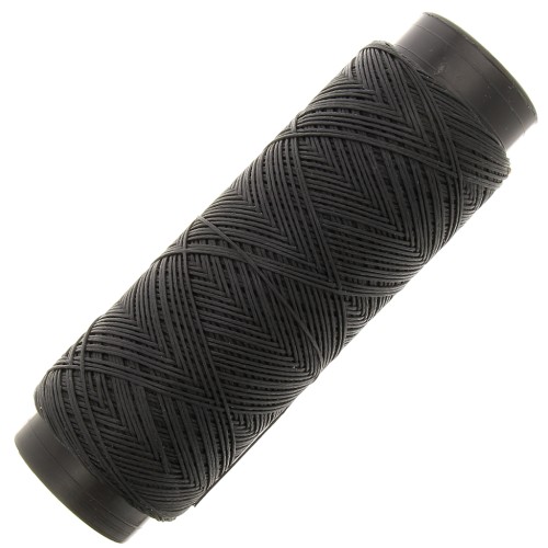 Hilo plano de poliéster encerado para micro macramé 0,6 mm - negro x100m