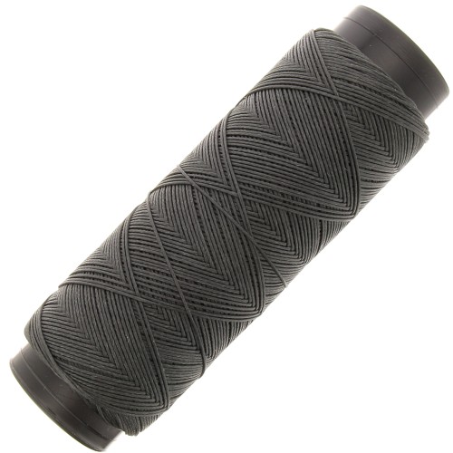 Hilo plano de poliéster encerado Slam Cord para micro macramé 0,6 mm - Gris oscuro x100m