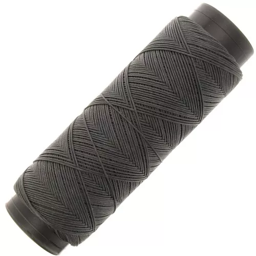 Hilo plano de poliéster encerado Slam Cord para micro macramé 0,6 mm - Gris oscuro x100m