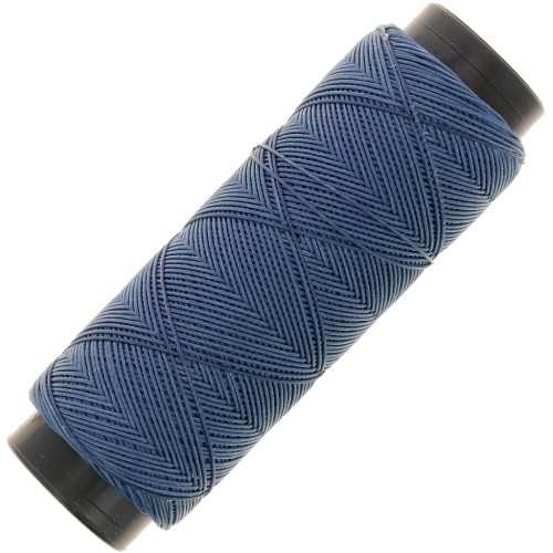 Slam Cord Hilo plano de poliéster encerado para micro macramé 0,6mm Azul Denim x100m