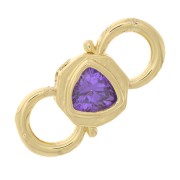 Cierre de diseño de doble apertura 18,5x8 mm con  óxido de zirconio  - Dorado - Morado x1