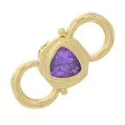 Cierre de diseño de doble apertura 18,5x8 mm con  óxido de zirconio  - Dorado - Morado x1